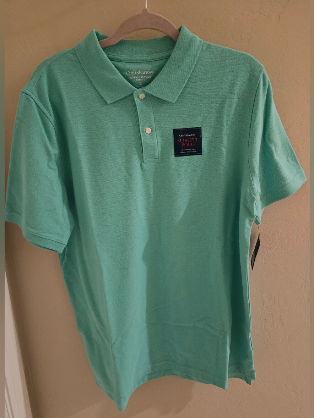 Croft & Barrow Men's Signature Polo Slim Fit Shirt Mint Green NWT